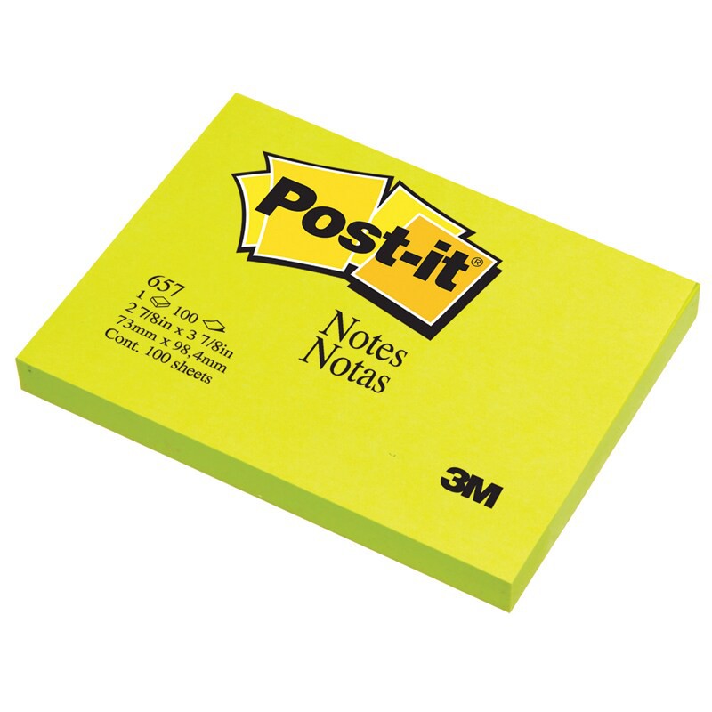 โพสต์อิท โน้ต 657 3x4" สีเขียวสะท้อนแสง PostIt Note 657 3x4 "Green