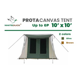 White Duck Prota, Canvas Tent Deluxe 10x10 Brown / Olive เคบิ้นเต๊นท์