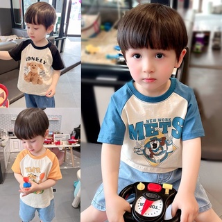 [Babycat] พร้อมส่ง ขายดี เสื้อยืดคอกลม แขนสั้น ผ้าฝ้าย แบบนิ่ม ลายการ์ตูน สไตล์เกาหลี ญี่ปุ่น สําหรับเด็กผู้ชาย 2022