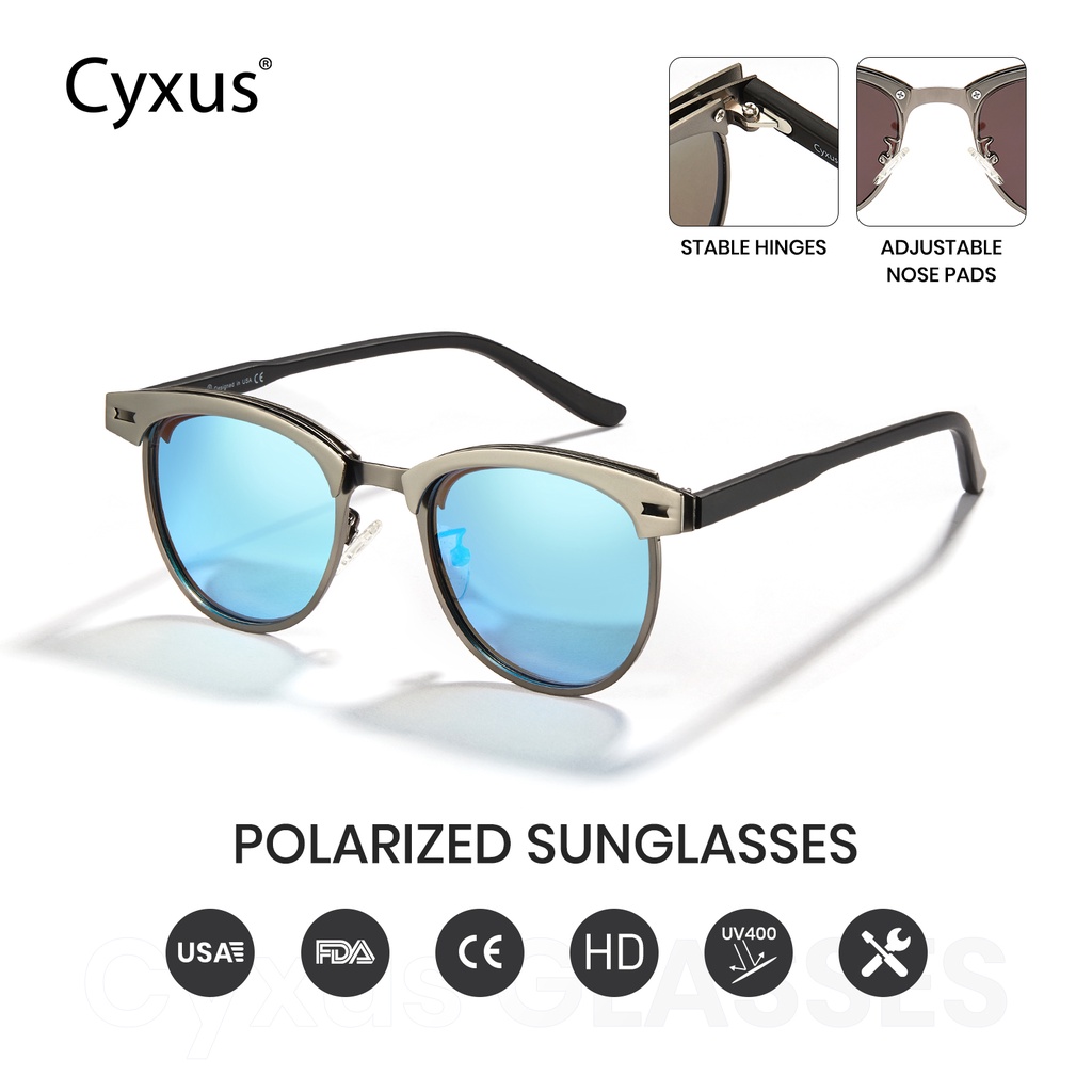 cyxus-แว่นตากันแดด-เลนส์โพลาไรซ์-ป้องกันรังสียูวี-400-สไตล์เรโทร-แฟชั่นสําหรับผู้ชาย-และผู้หญิง-1911e09