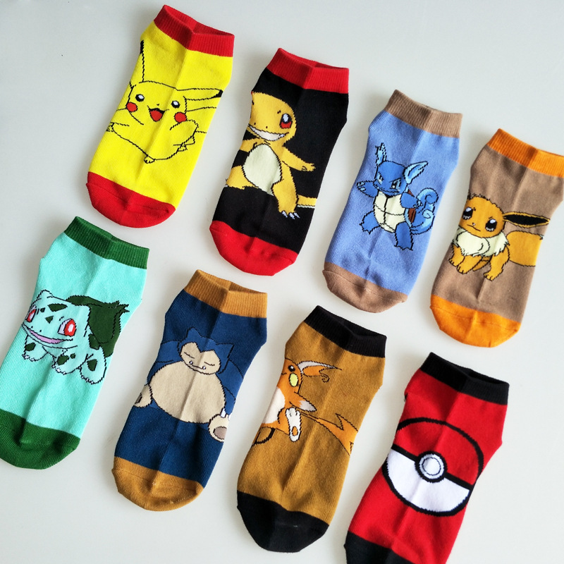 ภาพหน้าปกสินค้าPokemon Pikachu socks Charmander Snorlax Bulbasaur Summer cartoon lovers invisible boat socks cute female cotton socks short tub