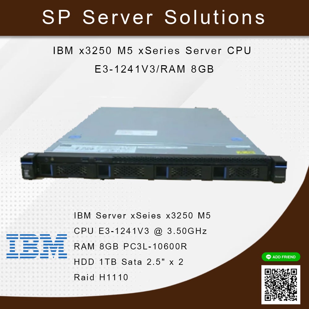 IBM x3250 M5 xSeries Server CPU E31241V3/RAM 8GB/HDD 1TB SATA x 2