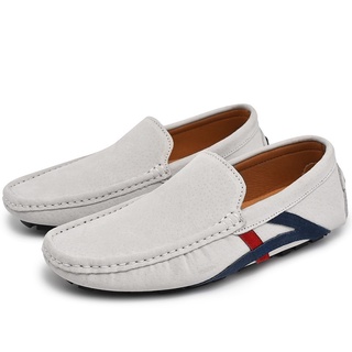 สินค้า รองเท้าหนังผู้ชาย รองเท้าโลฟเฟอร์หนัง สำหรับผู้ชาย white Lazy leather shoes size38-49