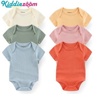 Kiddiezoom ชุดรอมเปอร์ บอดี้สูท แขนสั้น ผ้าฝ้าย แบบนิ่ม สําหรับเด็กทารกแรกเกิดผู้ชาย ผู้หญิง อายุ 0-12 เดือน 3 ชิ้น