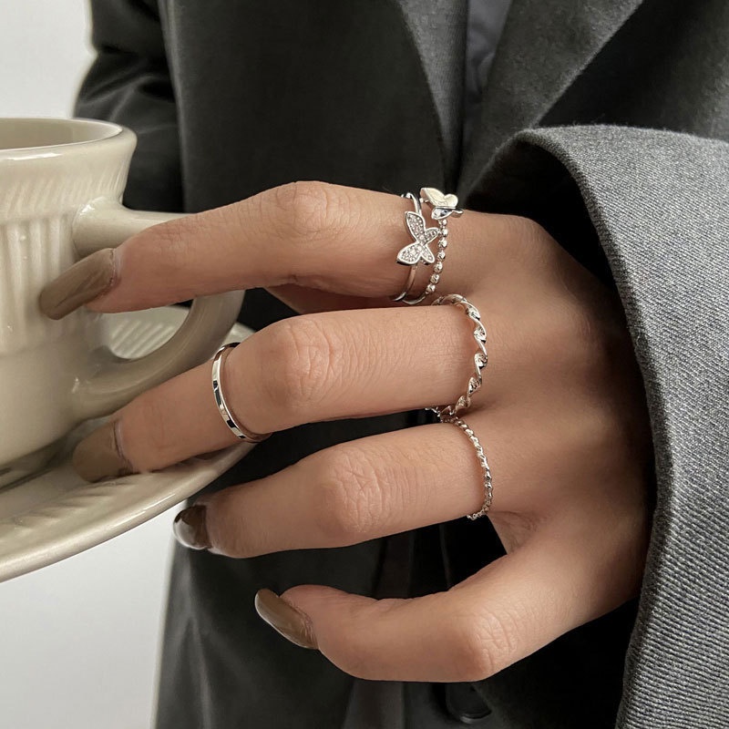 ชุดแหวนผีเสื้อ-สไตล์โมเดิร์น-สวยงาม-สําหรับผู้หญิง-4-ชิ้น