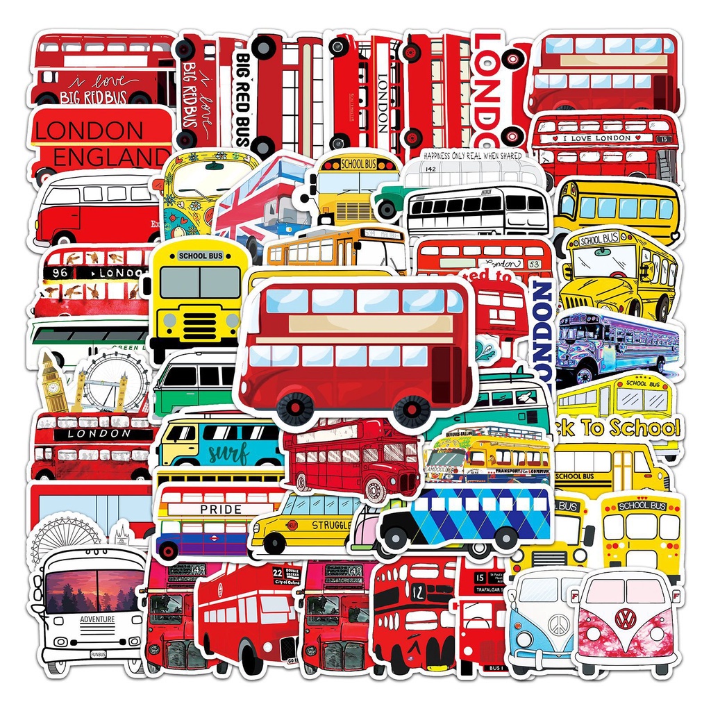 พร้อมส่ง-vintage-london-bus-รถโรงเรียน-รสบัส-แผ่น-sticker-กันน้ำ-สติ๊กเกอร์-ใช้ซ้ำได้-กระโปรงหลังรถ