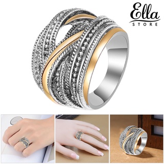 Ellastore123 แหวนนิ้วมือ โลหะผสม ทรงเรขาคณิต สไตล์โบราณ ประณีต ใส่ได้ทุกวัน