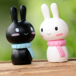 ตุ๊กตา กระต่ายคู่ Couple Decoration Bunny Little White - Black Rabbit Micro Landscape Decorations