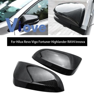 ฝาครอบกระจกมองหลัง คาร์บอนไฟเบอร์ สําหรับ Toyota Hilux Revo Vigo Fortuner Highlander RAV4 Innova