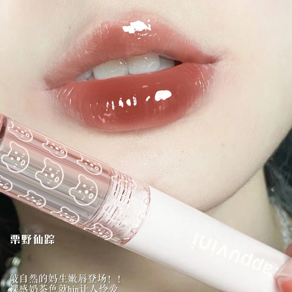 ภาพสินค้าลิปสติก ️Cappuvini Cute Bear Mirror Lip glaze Water gloss Lip gloss lipstick จากร้าน minijumie.th บน Shopee ภาพที่ 6