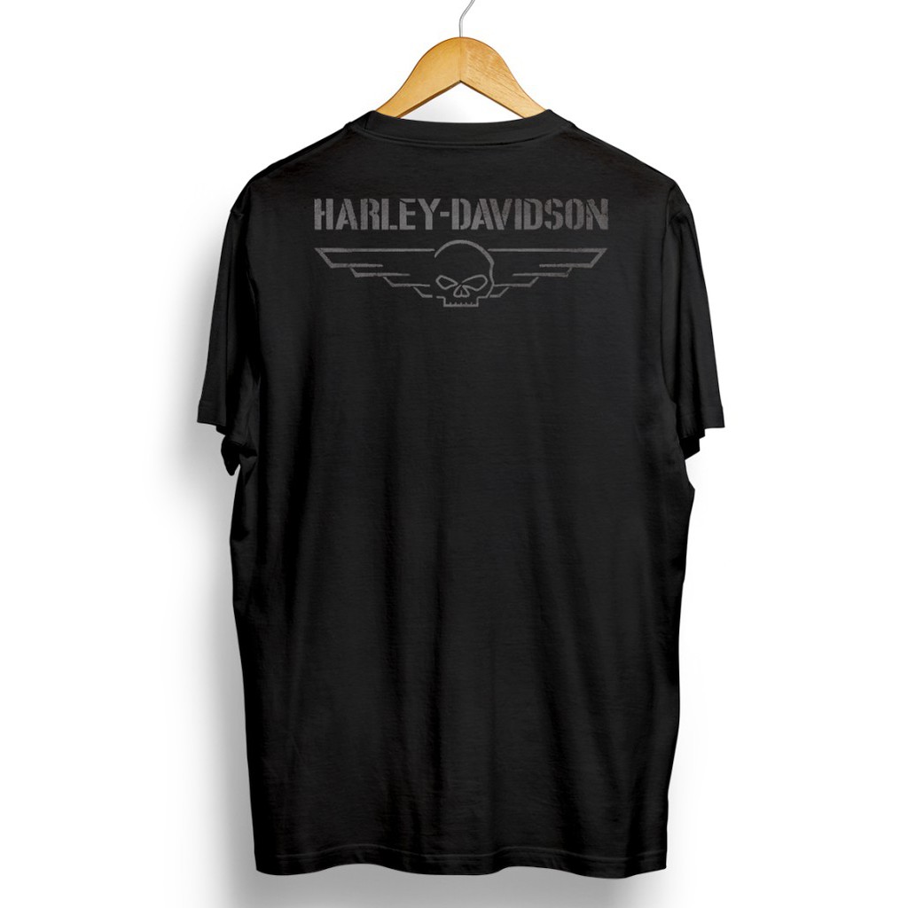 เสื้อยืด-พิมพ์ลายโลโก้-harley-davidson-skull-2