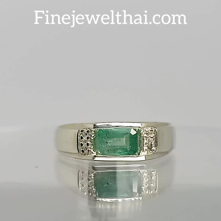 finejewelthai-แหวนมรกต-มรกต-แหวนเงินแท้-แหวนพลอย-แหวนเพชรcz-emerald-silver-ring-r1368em