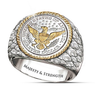 สินค้า แหวนทอง 18K รูปนกอินทรีย์ สไตล์วินเทจ สําหรับผู้ชาย (ขนาด: 8-13)