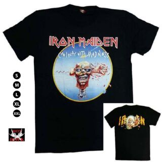 เสื้อยืดผ้าฝ้ายพรีเมี่ยม เสื้ิอยืดสีดำ Iron Maiden Can I Play With Madness