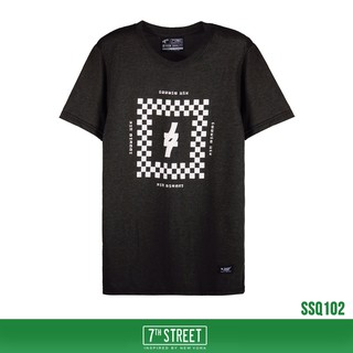 7th Street เสื้อยืด รุ่น SSQ102 Square Checkered-ทอปดำ ของแท้ 100%