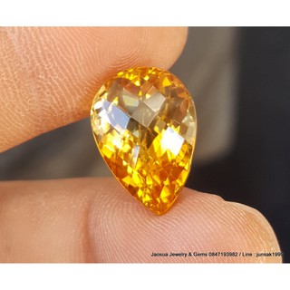 พลอย ซิทริน { Natural Citrine } 13.52 cts. พลอยดิบไม่เผา #อัญมณีประจำราศีพิจิก -ขนาด 12.2 x 17.3 x 11.7 mm. พลอยแท้100%