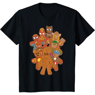 เสื้อยืดผ้าฝ้ายพรีเมี่ยม เสื้อยืด พิมพ์ลาย Marvel Avengers Gingerbread Cookie Cluster