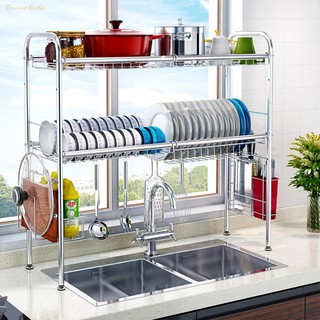 Sink Shelf Rack  ชั้นวางจาน ที่คว่ำจานสแตนเลส คร่อมอ่างล้างจาน สแตนเลส ชั้นวางของในครัว ความหนาของสแตนเลส 304 ระบายน้ำร