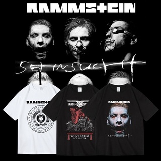 เสื้อยืดโอเวอร์ไซส์รถม้าเยอรมันวงดนตรีร็อคเฮฟวีเมทัล Rammstein รอบ ๆ เสื้อผ้าผ้าฝ้ายแขนสั้นเสื้อยืดแขนสั้นผู้ชายและผู้หญ