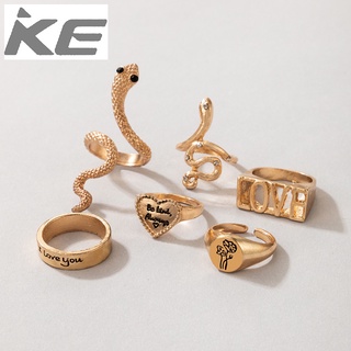 Popular accessories Zodiac snake-shaped letter love holiday gift 6-piece set of love gold ring