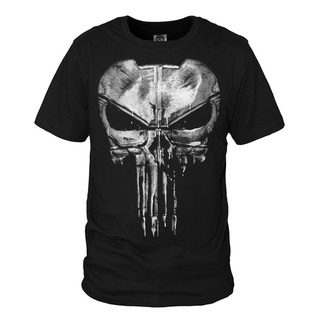 เสื้อยืดสีดำอินเทรนด์The Punisher Skull T Shirt Daredevil Cotton Tee CosplayS M L   XL  XXL