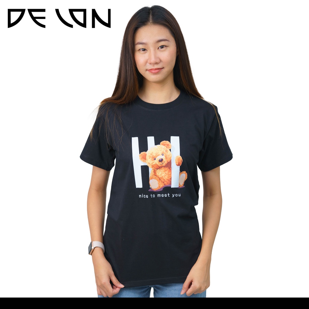 delon-เสื้อยืดat53149-คอกลม-แขนสั้น-unisex-พิมพ์ลาย-เสื้คู่-ผ้าคอตตอน-สวมใส่สบาย