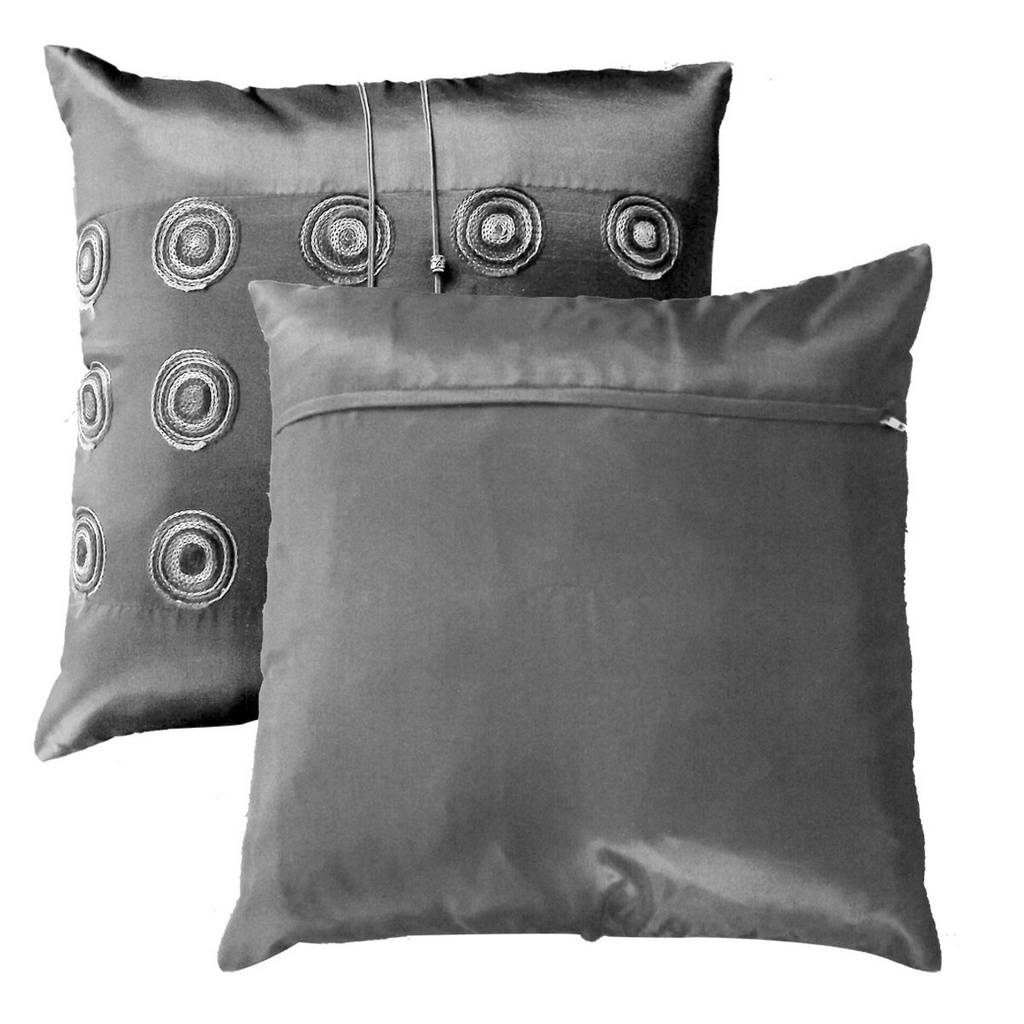 a51-thai-silk-pillow-covers-ปลอกหมอนอิง-ไหมไทยลายกลม-16-16-นิ้ว-1-คู่-สีเทา