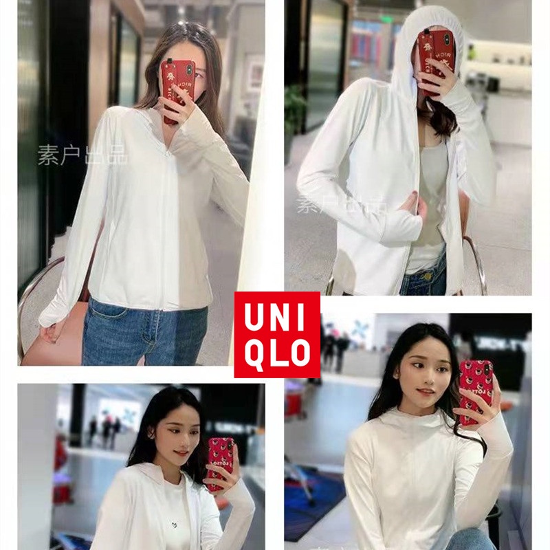 uniqlo-เสื้อแจ็กเก็ต-เสื้อกันลม-มีฮู้ด-ป้องกันรังสียูวี-upf50-สําหรับผู้หญิง