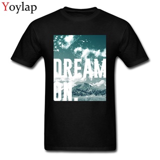 เสื้อยืดวินเทจเสื้อยืดผ้าฝ้าย 100% พิมพ์ลายร็อคเพลง Dream Onable Puress คุณภาพสูง ของขวัญวันพ่อ แฟชั่นสําหรับผู้ชายS-5XL