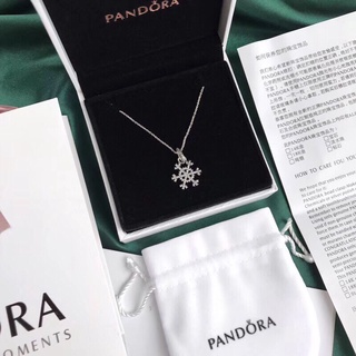 Pandora สร้อยคอเงิน 925 จี้เกล็ดหิมะ สําหรับผู้หญิง p804