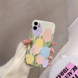 เคสไอโฟน เคสซิลิโคน 11 12 promax iPhone case for iPhone X XS MAX XR  7+ 8PLUS ป่าทิวลิป TPU-R1565