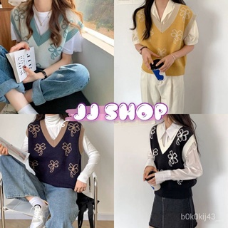 【WSร้านแฟชั่น】JJ Shop​​พร้อมส่ง เสื้อกั๊กไหมพรม คอวี ลายดอกไม้น่ารักสุดๆ "13056"ใหม่