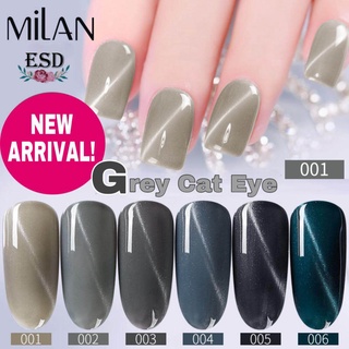 Milan สีทาเล็บเจล สีเทา แคทอาย  ขนาด 15 ml./ Grey Cat Eye Color Series  Nail Gel Polish 15 ml.