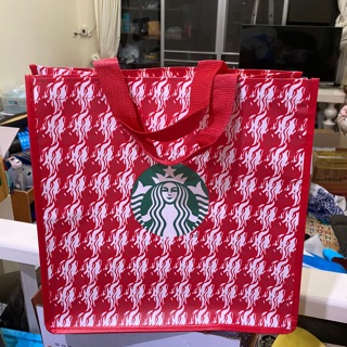 (BG 1) ถุงใส่ของ Starbucks Korea สีแดง
