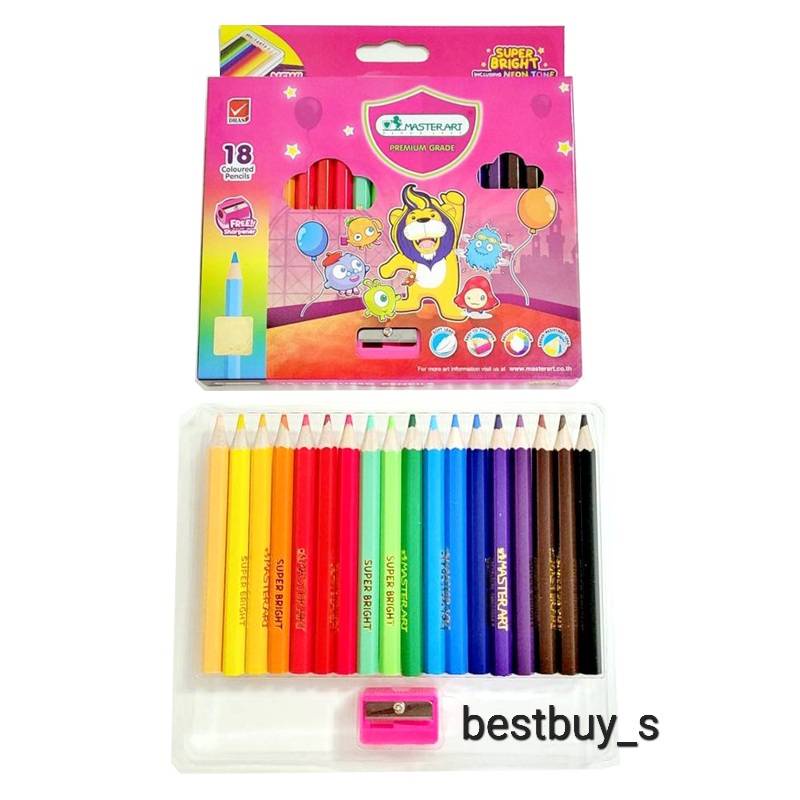master-art-มาสเตอร์อาร์ท-สีไม้แท่งสั้น-18-สี-ดินสอสีไม้-สำหรับเด็ก-ระบายสี-เสริมทักษะ