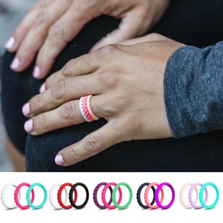 แหวนยางซิลิโคน กว้าง 3 มม. ยืดหยุ่น เหมาะกับงานแต่งงาน สําหรับผู้หญิง (3 ชิ้น)