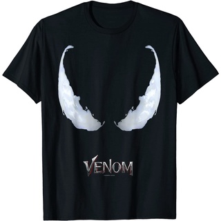 ROUND คอลูกเรือเสื้อยืด ผ้าฝ้าย พิมพ์ลาย Marvel Venom Staring Eyes แฟชั่นสําหรับสตรี-4XL