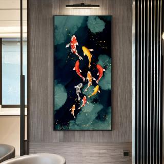 Koi Fish Feng Shui Carp Lotus Pond Picture Canvas Painting Wall Art for Living Room Modern Home Decoration No Framed