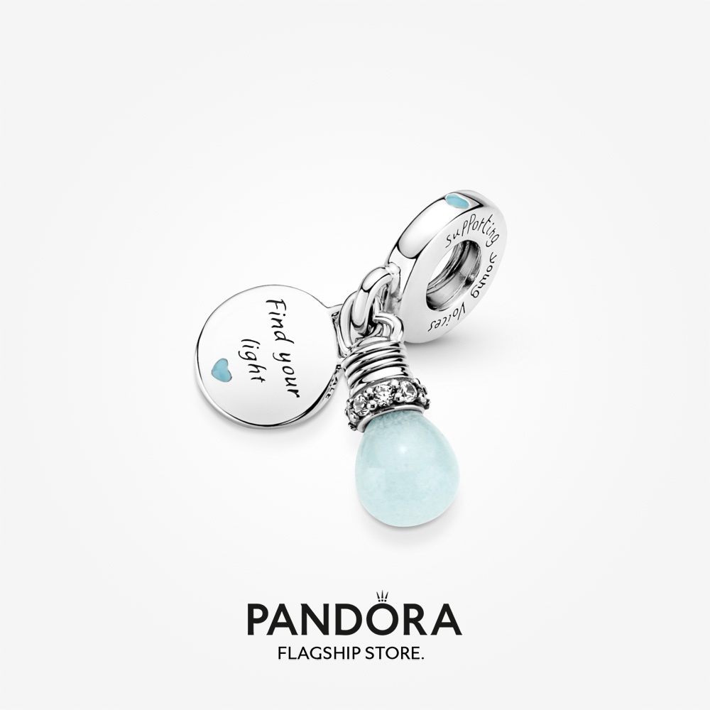 pandora-หลอดไฟ-แบบห้อยคู่-เรืองแสงในที่มืด-เครื่องประดับเงิน-y806