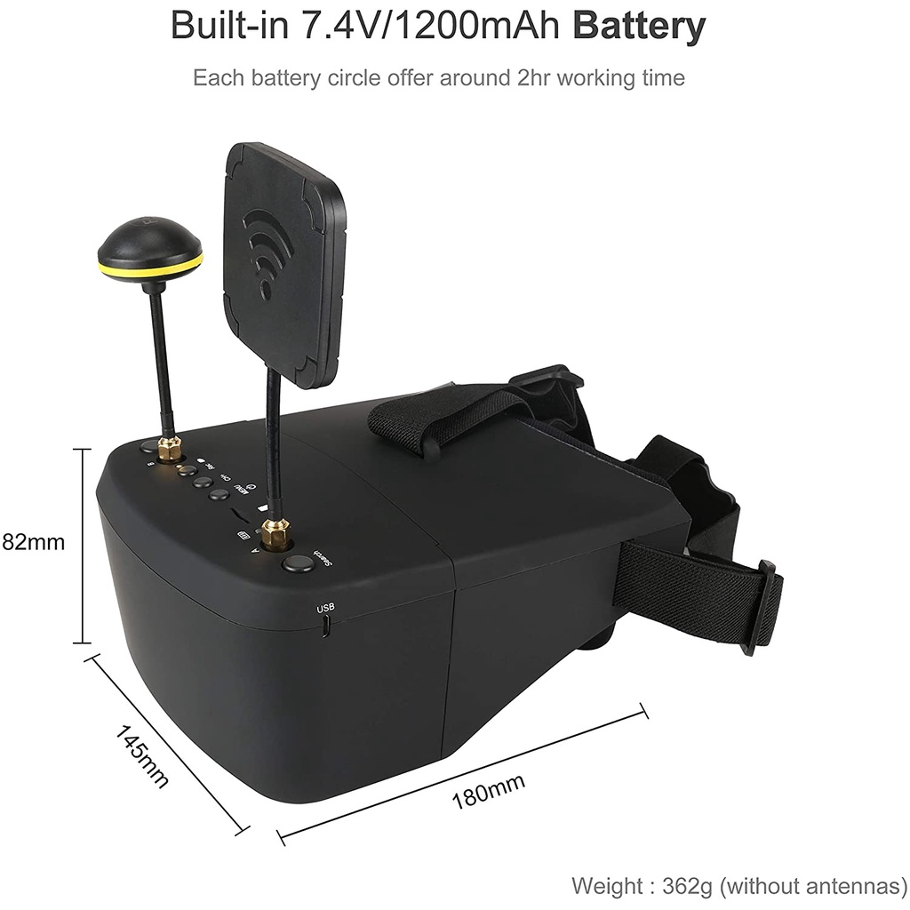 FPV 5 DVR EV800D 16 9 5.8G 40CH 800x480 2S 7.4V 1200mAh