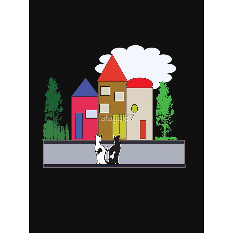 แมวข้างถนน-ผู้ใหญ่-black-and-white-cats-street-view-essential-t-shirt-discount-รถถัง