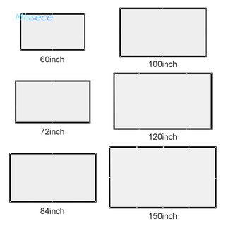 Missece หน้าจอโปรเจคเตอร์ 3D Hd 16:9 ป้องกันแสงแสงขนาดพกพา (10-150 นิ้ว)