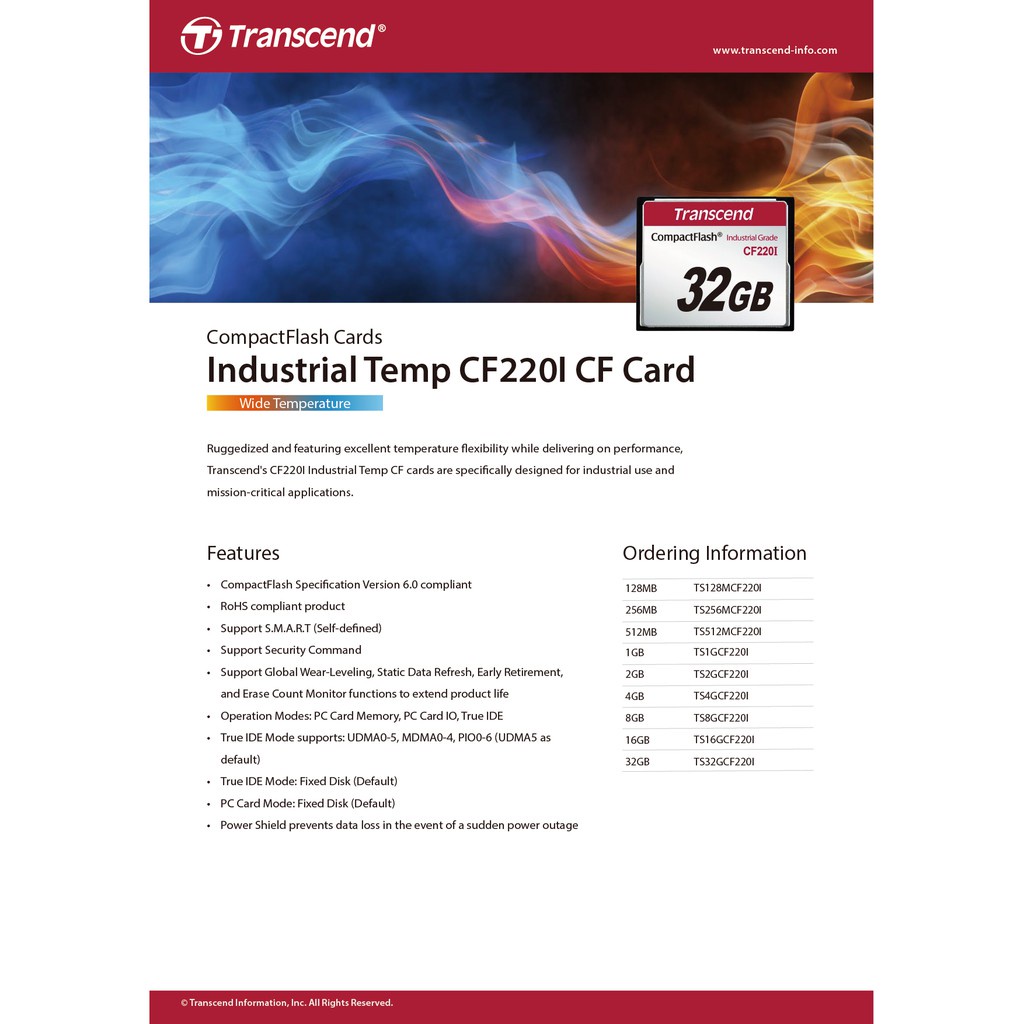 ☫Transcend CompactFlash Card 1GB :CF Industrial Card: รับประกัน 3 ปี ...