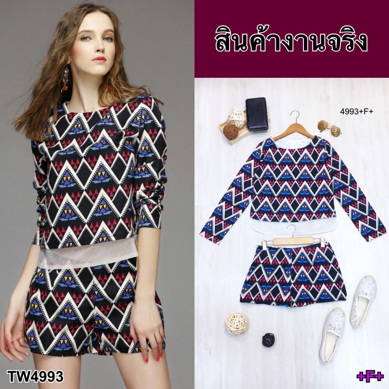 set-เสื้อลายกราฟฟิก-กางเกงเข้าเซท-tw4993