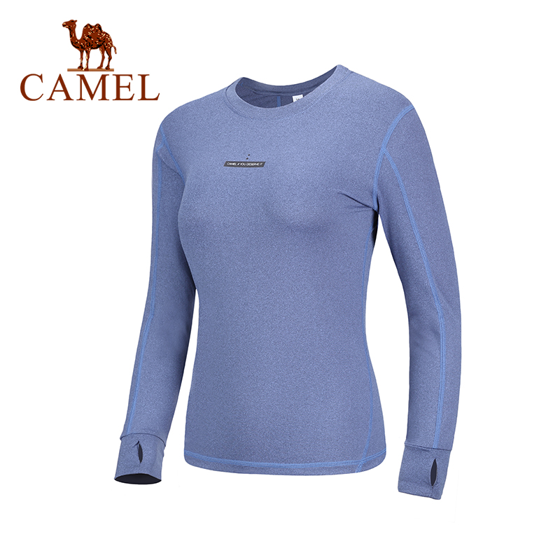 camel-เสื้อยืดคอกลมแขนยาวใส่ออกกําลังกายสําหรับผู้หญิง