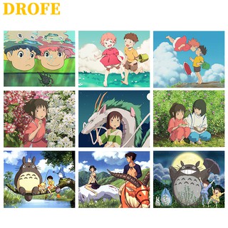 สินค้า DROFE 【ขนาด: 50X40 ซม.】 โปสเตอร์ภาพระบายสีตามตัวเลข รูปอนิเมะ Hayao Miyazaki สำหรับตกแต่งผนัง DIY