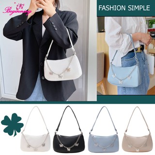 ✿ beginning ✿ Stylish ❀  Women Butterfly Chain PU Shoulder Underarm Bag Casual Small Handbag