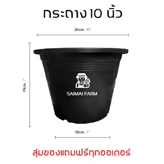 กระถาง พลาสติก สำหรับเพาะต้นไม้  ทรงกลม สีดำ 10 นิ้ว | [Shipping fee 1 baht] Plastic pots for planting...
