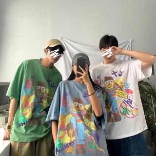 เสื้อยืด เสื้อ Hip hop Oversize พิมพ์ แนวสตรีท ผู้ชาย ผู้หญิง เสื้อผ้า คู่ลำลอง แขน สั้น เสื้อ ยืด แนวสตรีทเสื้อยืด HH5