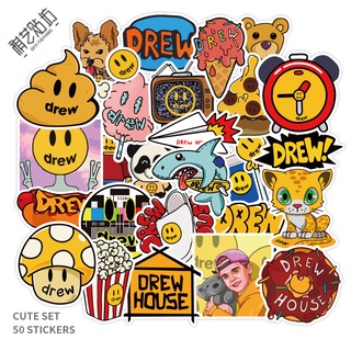 💥พร้อมส่ง💥Drew House sticker สติกเกอร์ Justin Bieber แบรนด์แฟชั่น  กันน้ำ สำหรับตกแต่ง 50ชิ้น/เซ็ต Justin Drew Bieber